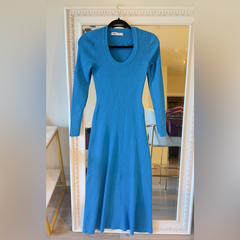 Zara Vibrant Blue Long Sleeve Dress